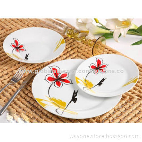 18-piece Dinnerware Set, Round Shape, Floral Design, Made of Porcelain, Suitable for Daily Use